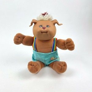 Vintage Coleco Cabbage Patch Koosas Dog Brown Body & Head w/ Blue CPK Shorts